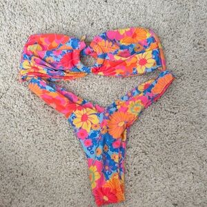 Kulani Kinis Floral Bikini - Pink, Orange, Blue